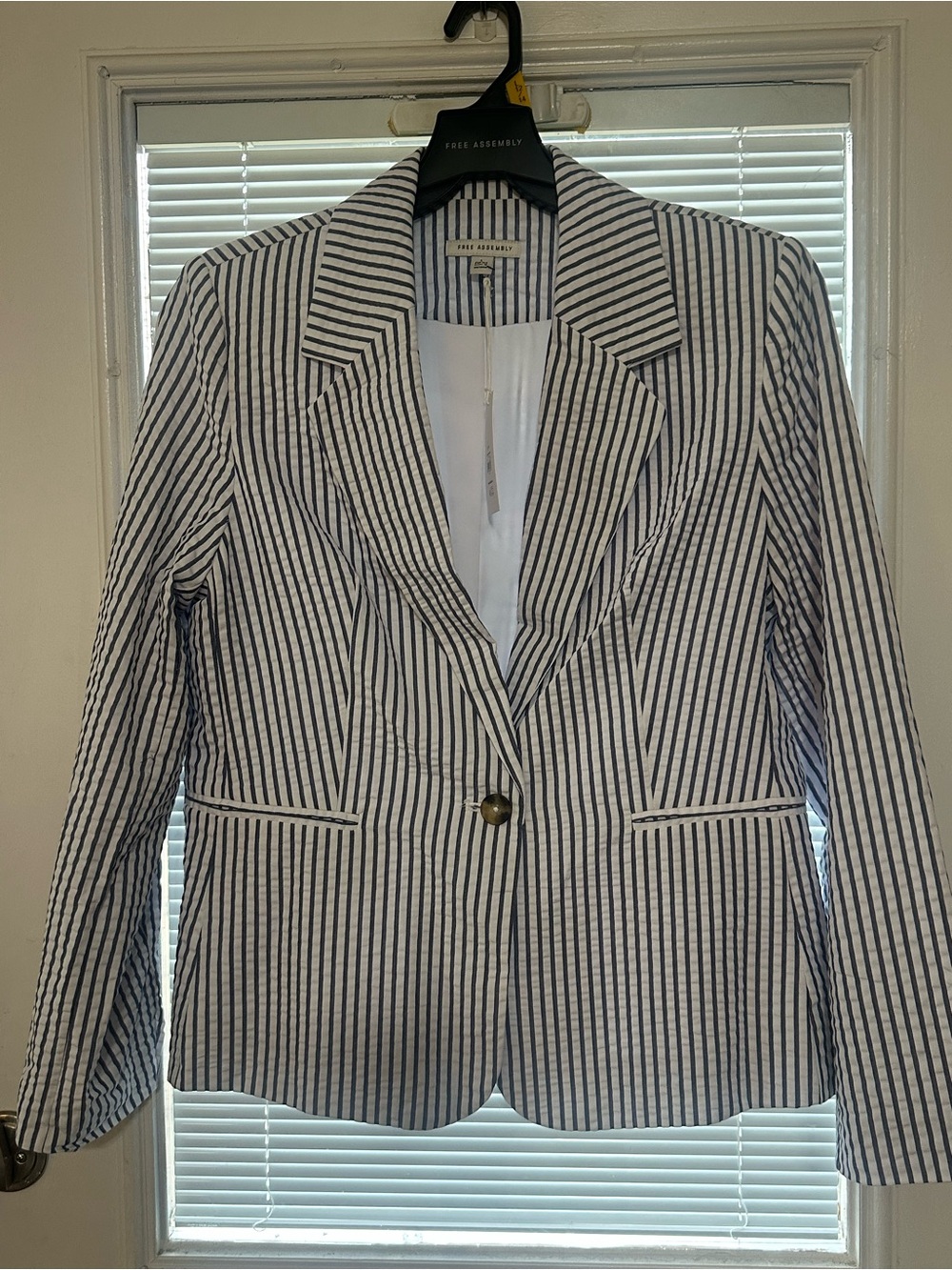 Striped Navy & White Blazer by Free Assembly